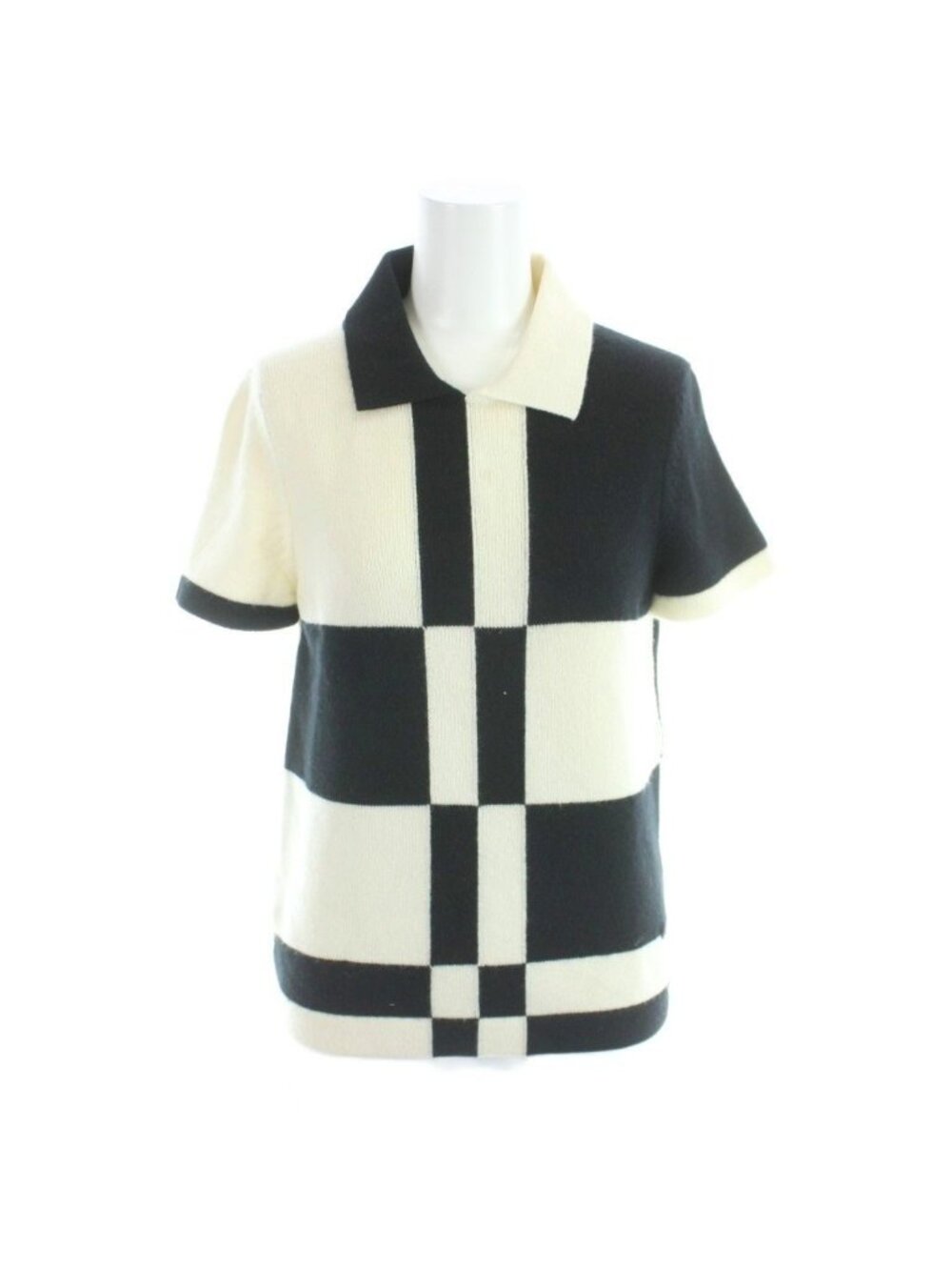 Chanel Polo Shirt Knit Cashmere Ivory Black MW